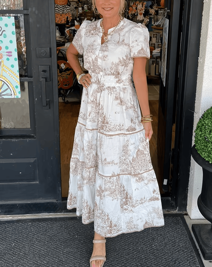 Solene - Boho Chic V-Neck Floral Maxi Dress