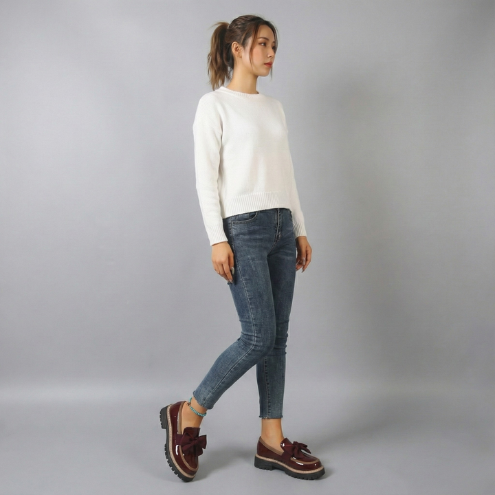 Bowknot Retro Thick-Soled Shoes