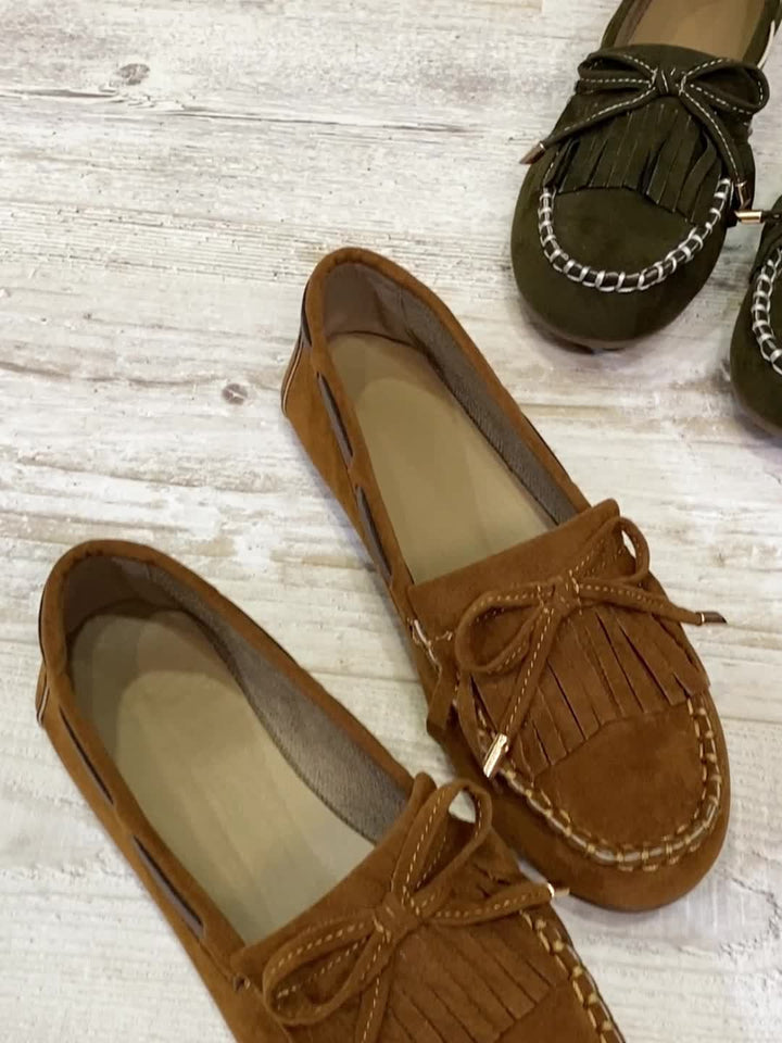 Elara | Women's Loafers – Slip-On Tassel Loafers Bow Detail Comfortable Flat Shoes