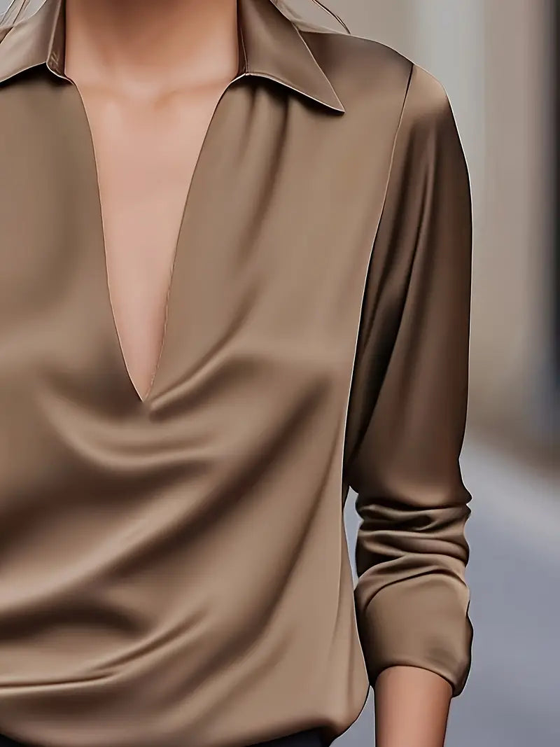 Eva™ | Premium V-Neck Satin Blouse