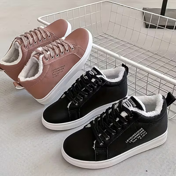 Arlena – Winter Lace-Up Sneakers with Fleece Lining