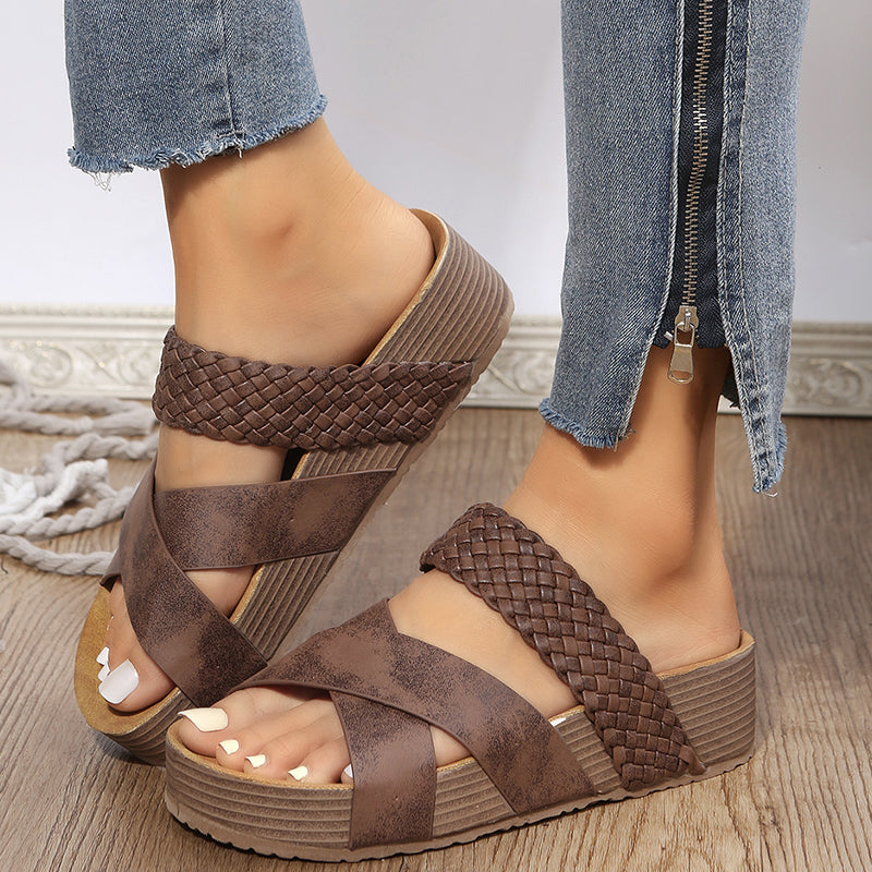 Livia | Women's Sandals – Woven Open Toe Sandals Comfortable Casual Shoes