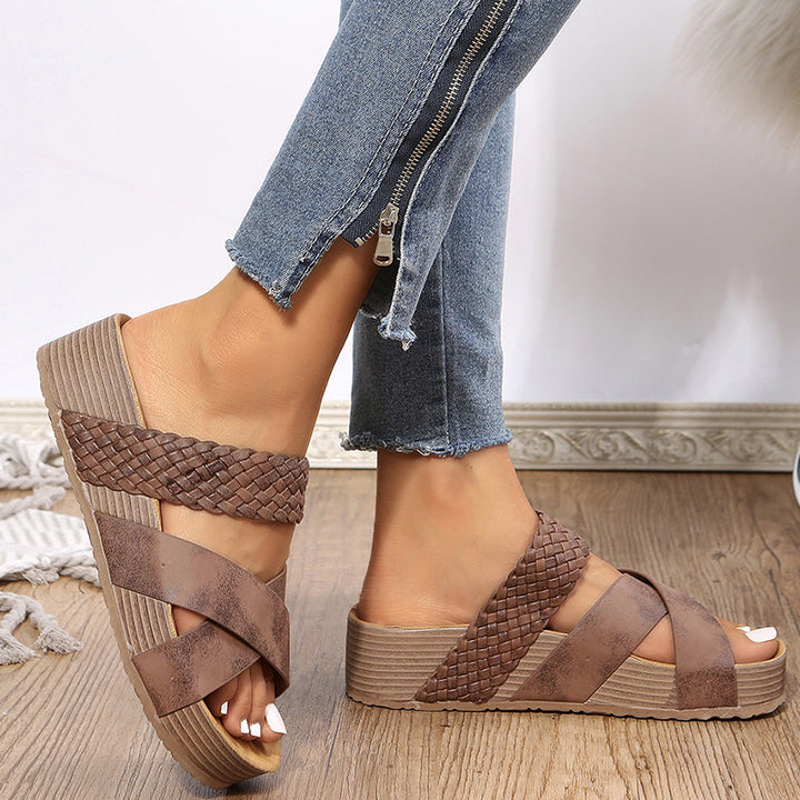 Livia | Women's Sandals – Woven Open Toe Sandals Comfortable Casual Shoes