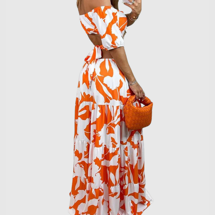 Arden - Elegant Irregular Grain Cut-Out Style Midi Dress