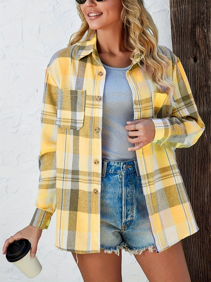 Harper | Women's Oversized Plaid Flannel Button-Down Shirt