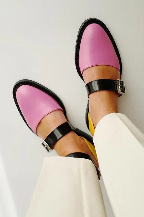 Amara | Women's Sandals – Color Block Buckle Sandals Flat Open Toe Shoes