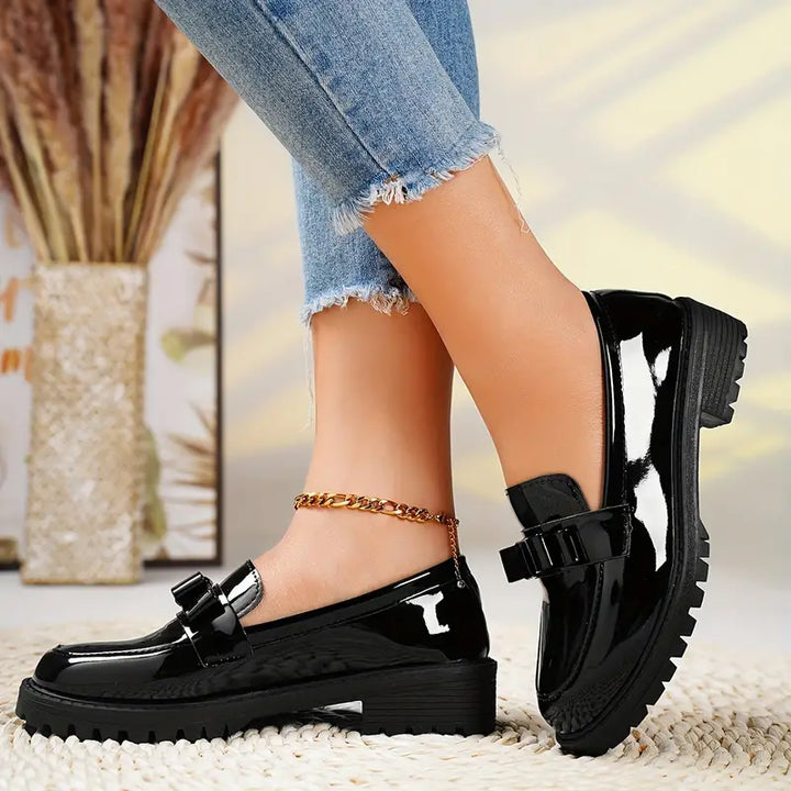 Amara | Women's Loafers – Chunky Platform Leather Shoes Slip-On Casual