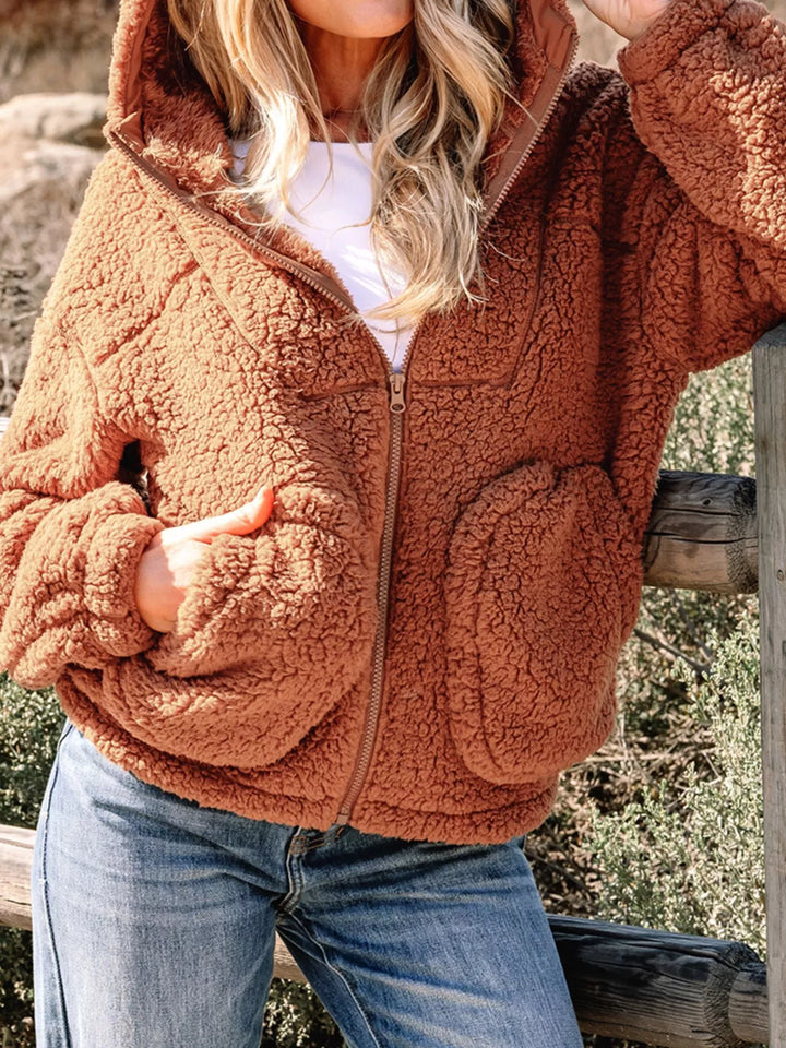 Marjorie | Women's Relaxed Fit Zip Up Teddy Jacket