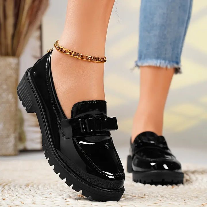 Amara | Women's Loafers – Chunky Platform Leather Shoes Slip-On Casual