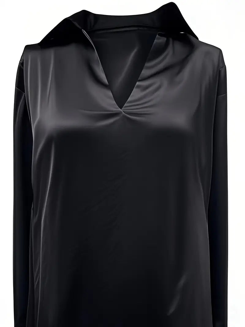 Eva™ | Premium V-Neck Satin Blouse