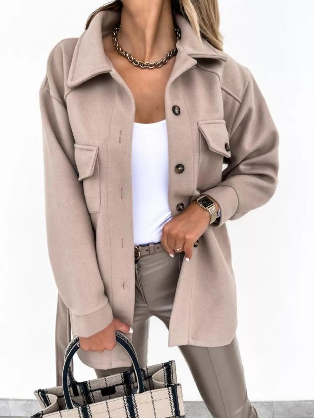 Button-Down Tie Waist Coat
