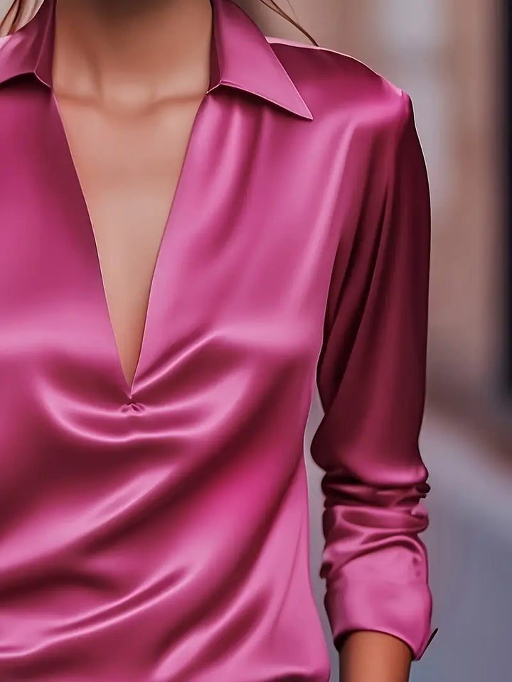 Eva™ | Premium V-Neck Satin Blouse