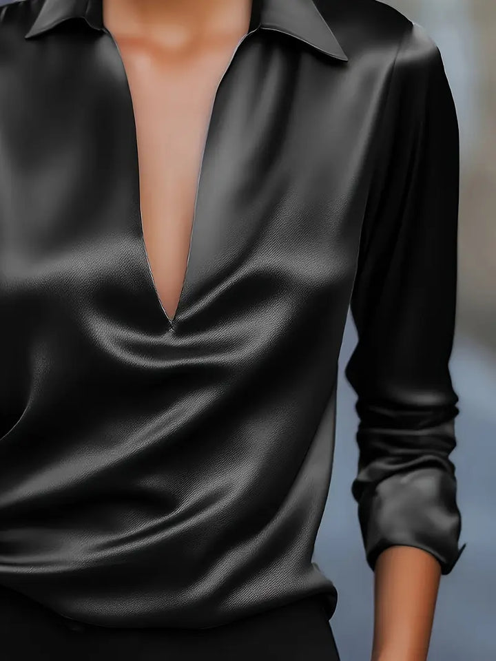 Eva™ | Premium V-Neck Satin Blouse