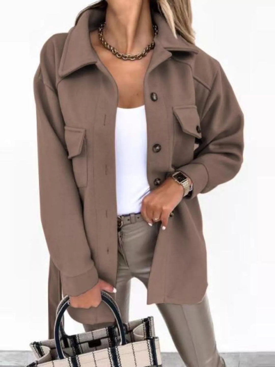 Button-Down Tie Waist Coat