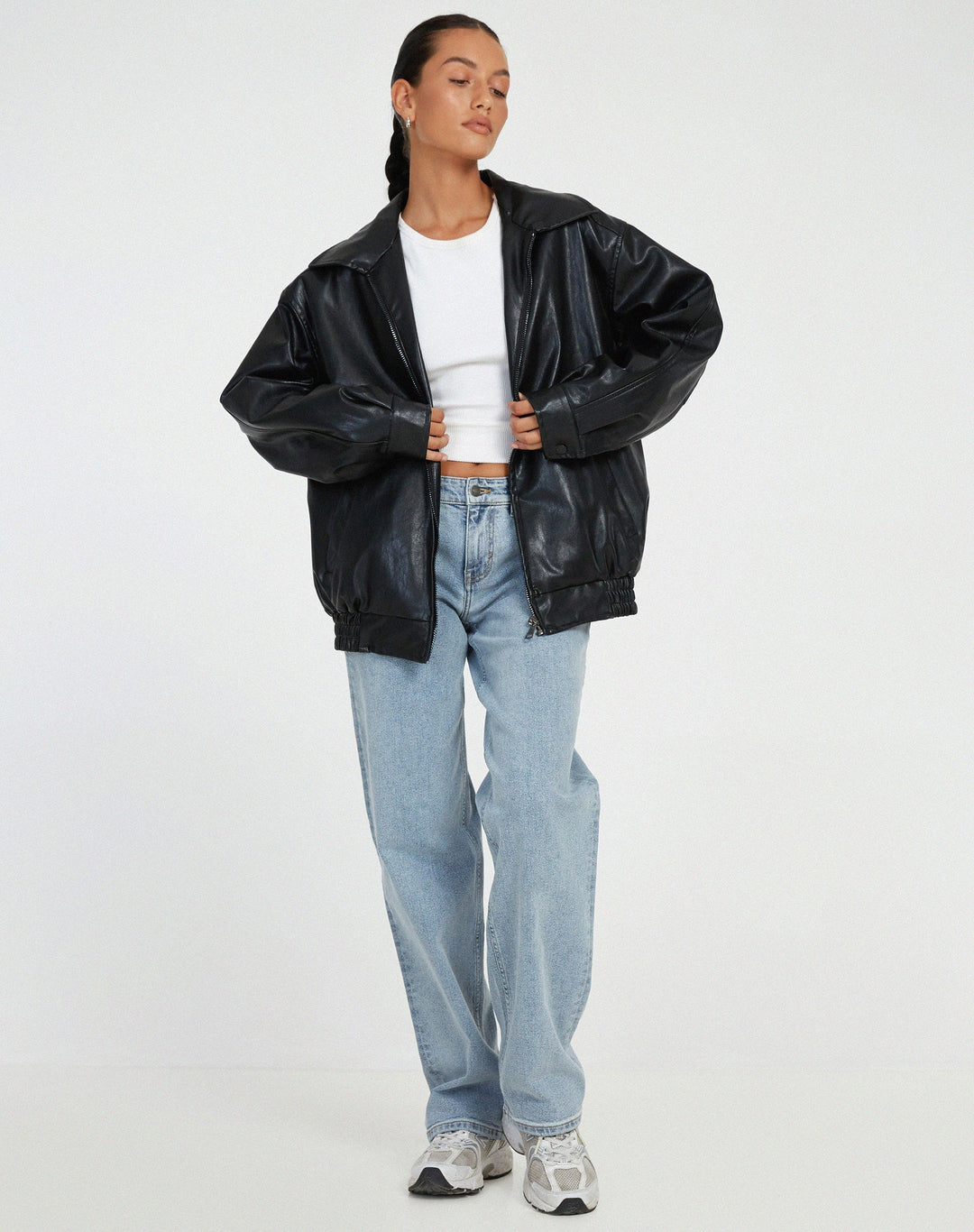 Sophia | Oversized PU Leather Jacket for Women – Fashionable Look, High-Quality Faux Leather