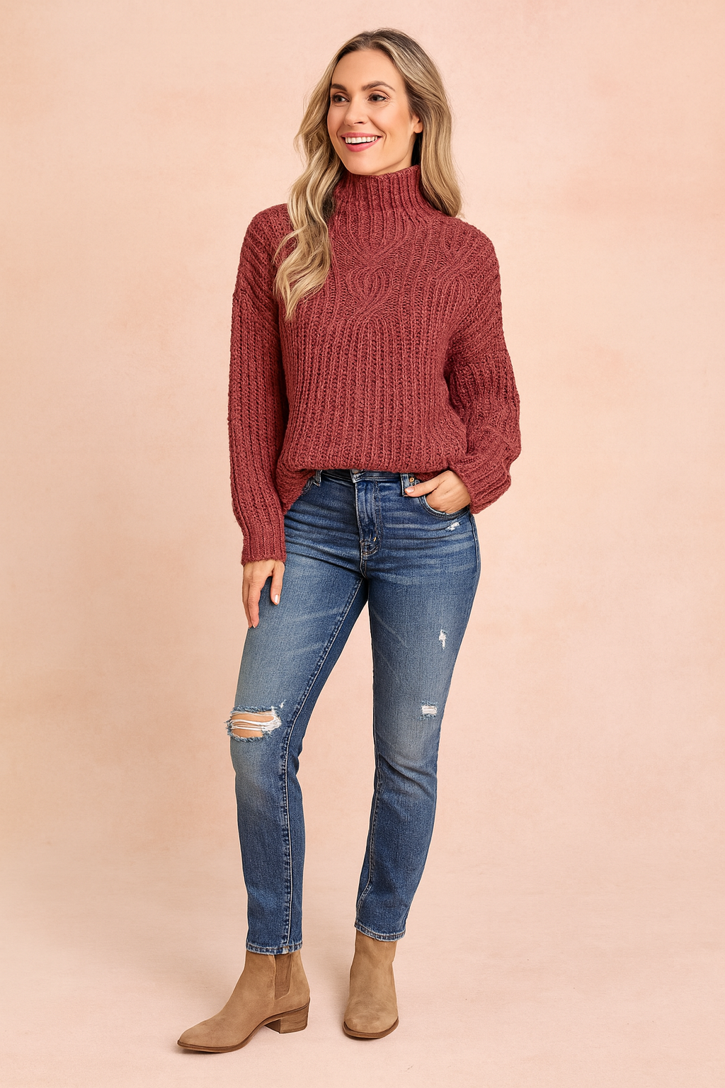 Alicja | Cable-knit turtleneck sweater