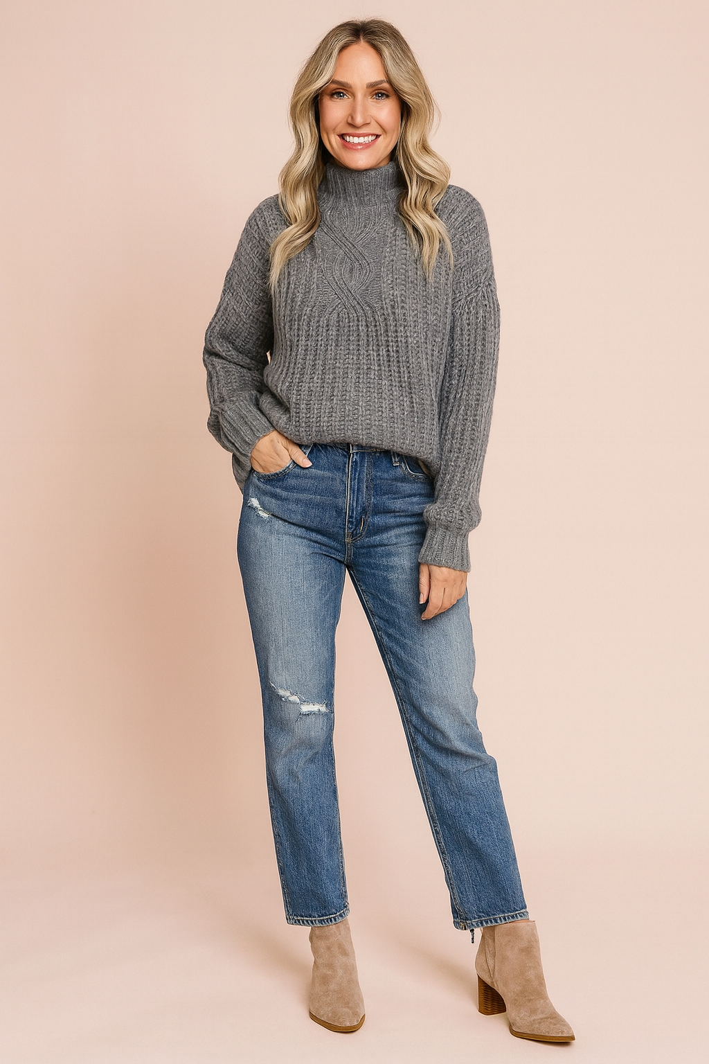Alicja | Cable-knit turtleneck sweater