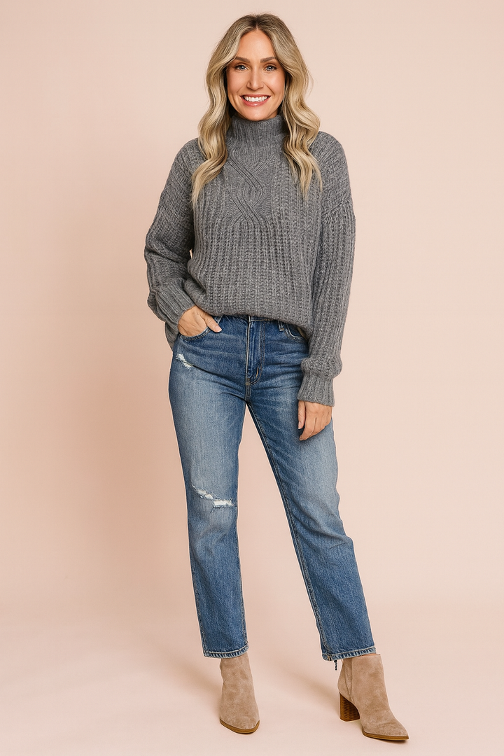 Alicja | Cable-knit turtleneck sweater