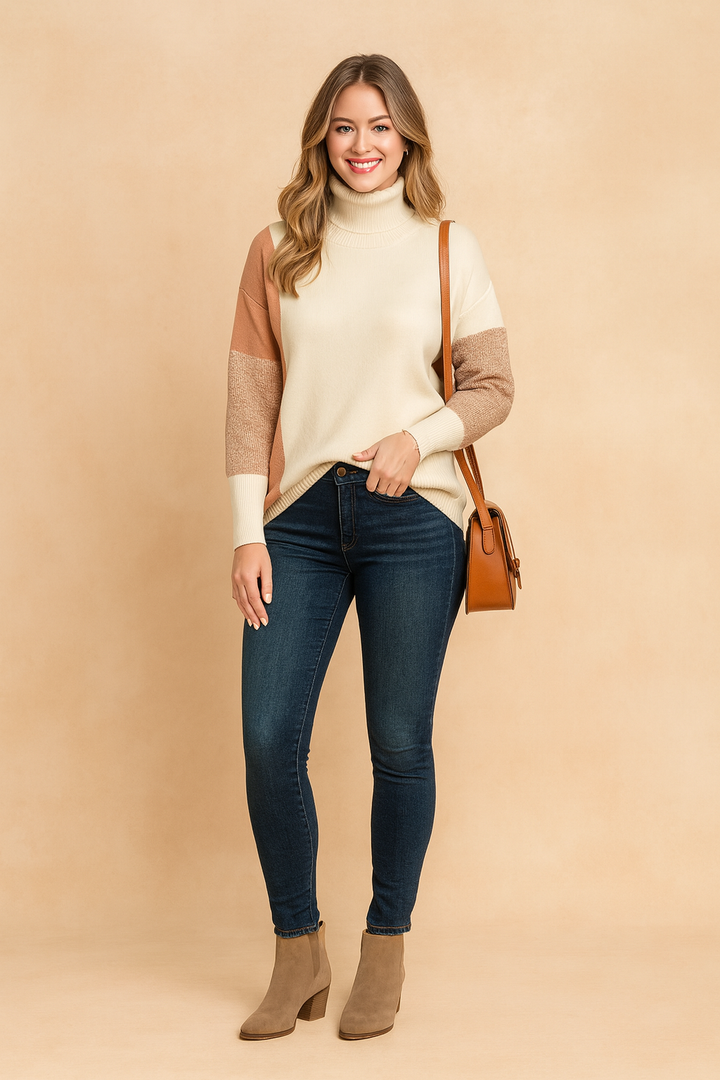 Amari | Patchwork Sweater in a Fashionable Style