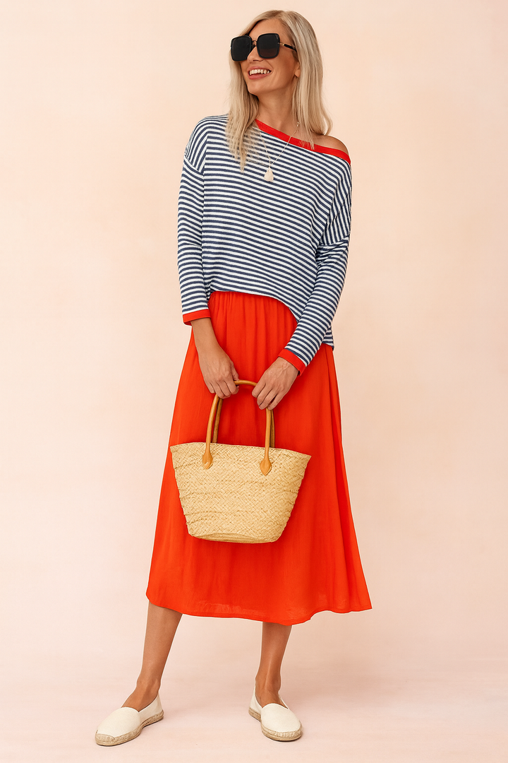Amelia | Striped sweater with contrasting trim