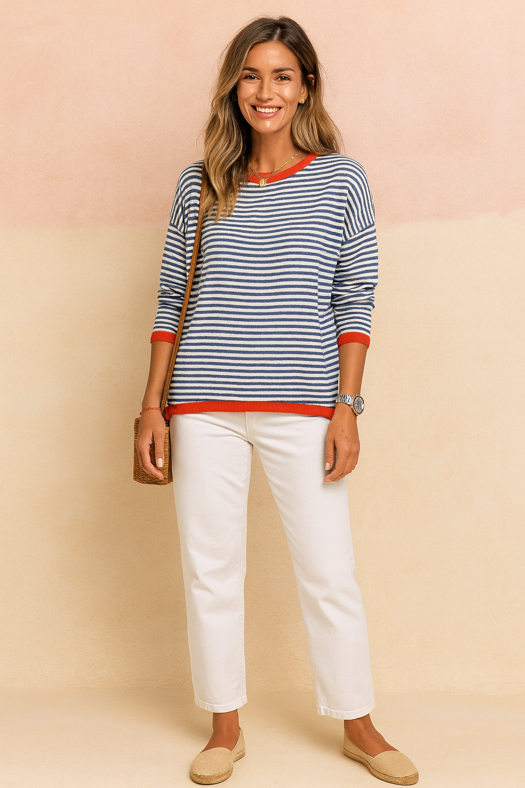 Amelia | Striped sweater with contrasting trim