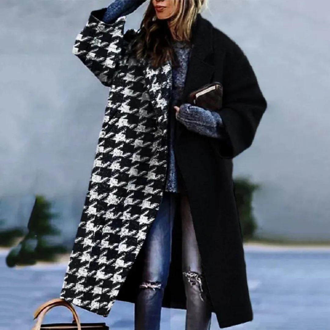 Aya | Long women's coat with stylish designer patterns