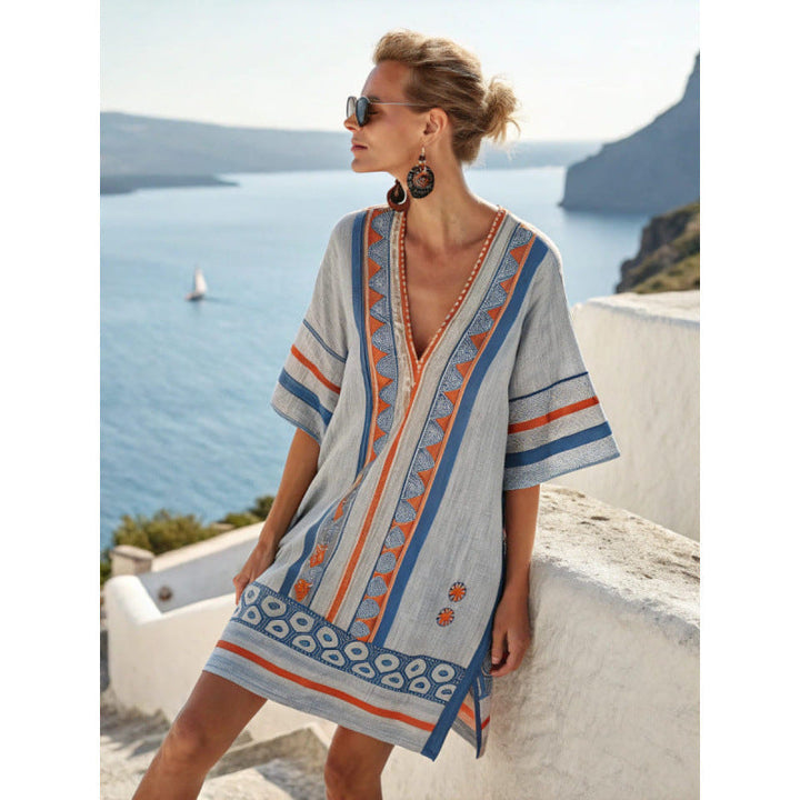 Bohemian Embroidered Kaftan Dress | Women's Summer Dress