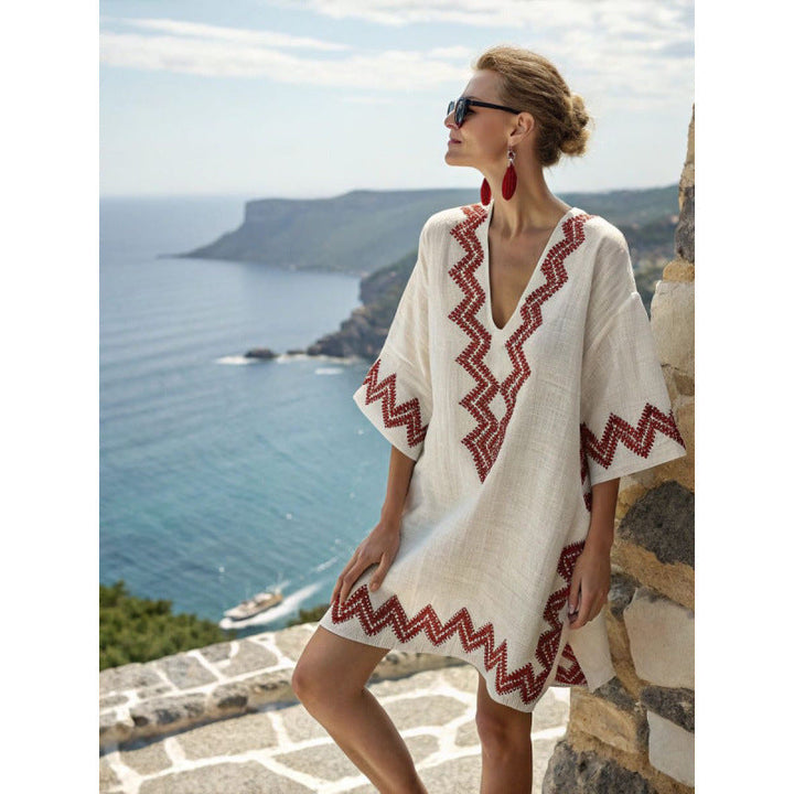 Bohemian Embroidered Kaftan Dress | Women's Summer Dress