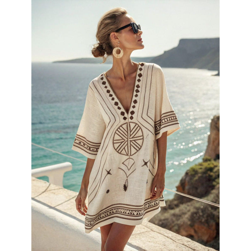 Bohemian Embroidered Kaftan Dress | Women's Summer Dress