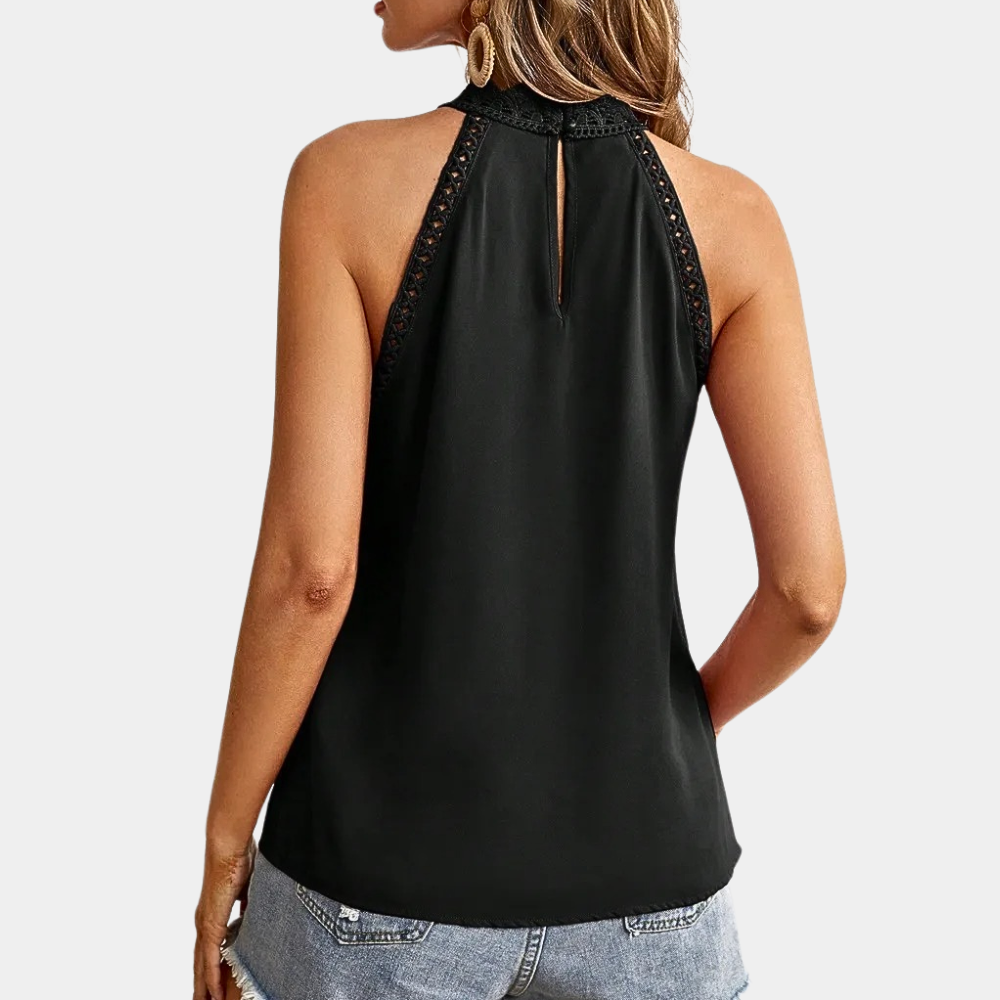 Luna | Women's Sleeveless Lace Halter Top Mock Neck
