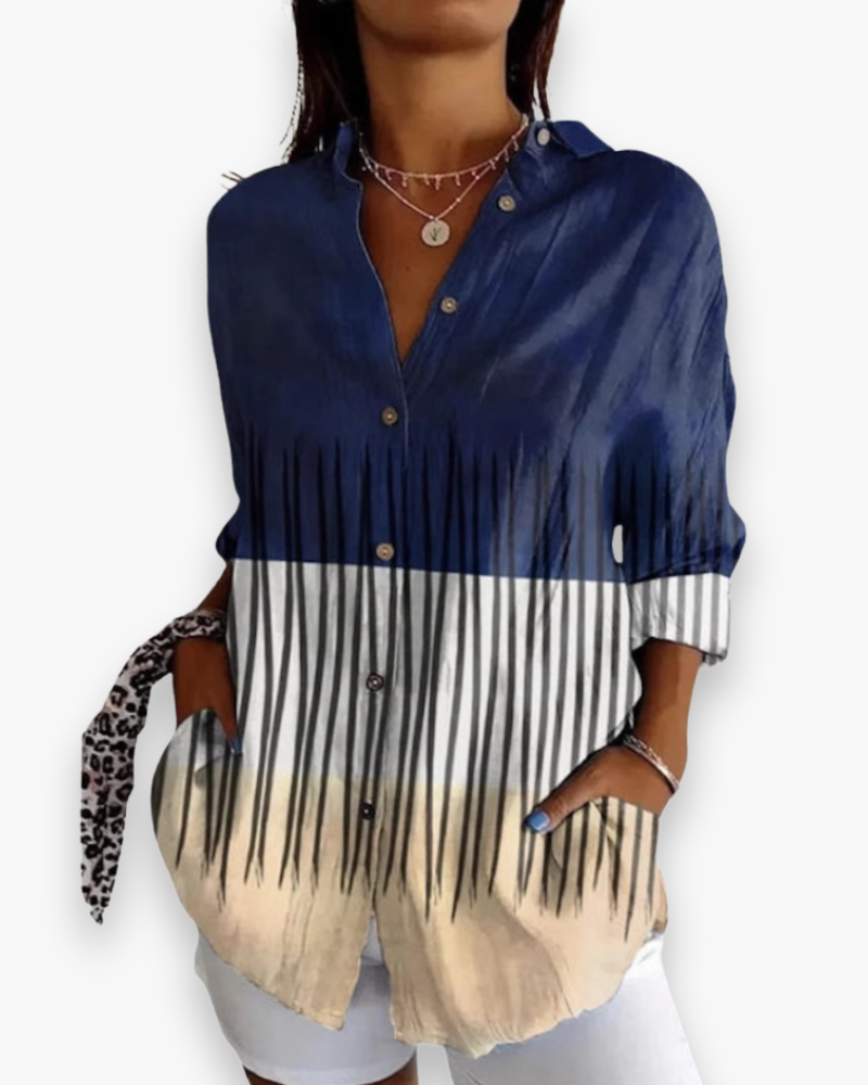 Rosalie | Women's Floral Print Button-Down Blouse with 3/4 Sleeves
