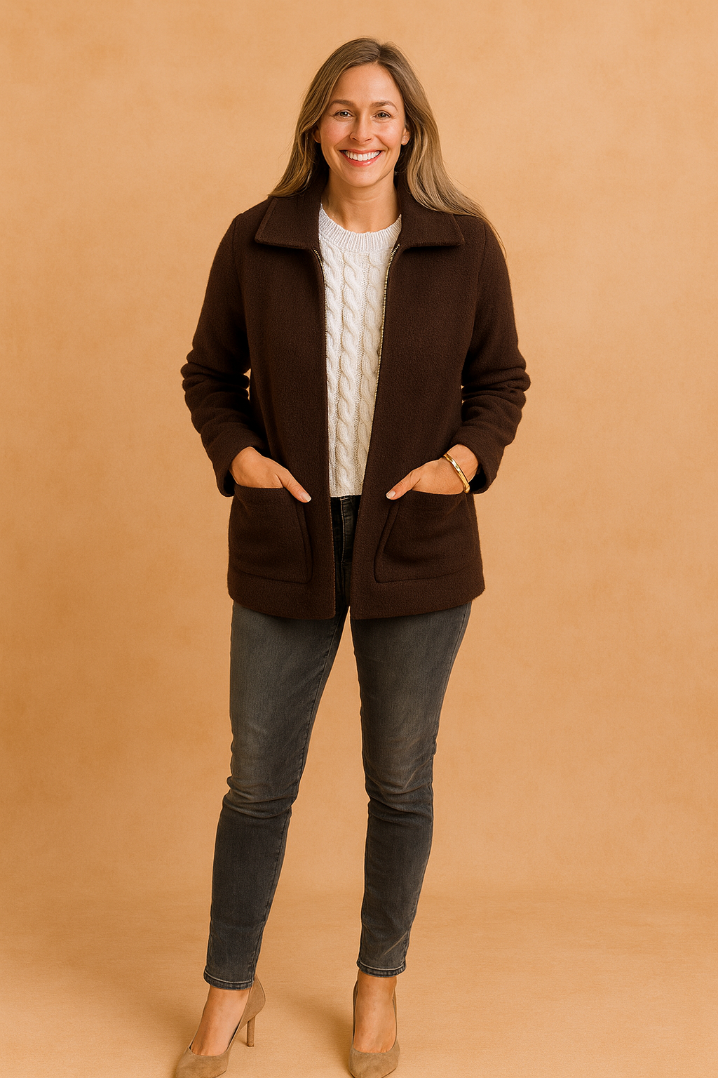 Debbie | Cropped Jacket with Zip and Pockets