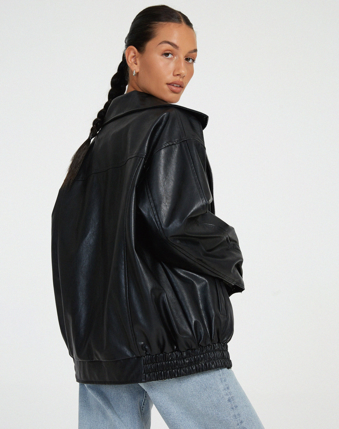 Sophia | Oversized PU Leather Jacket for Women – Fashionable Look, High-Quality Faux Leather