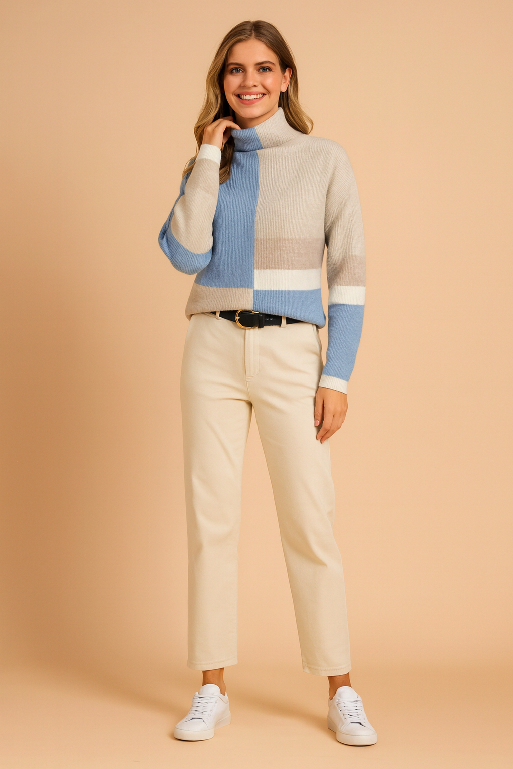 Emilia | Geometric high-neck sweater