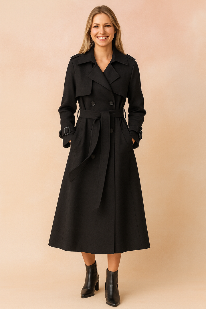 Emilia | Long Women's Trench coat with belt and buckles