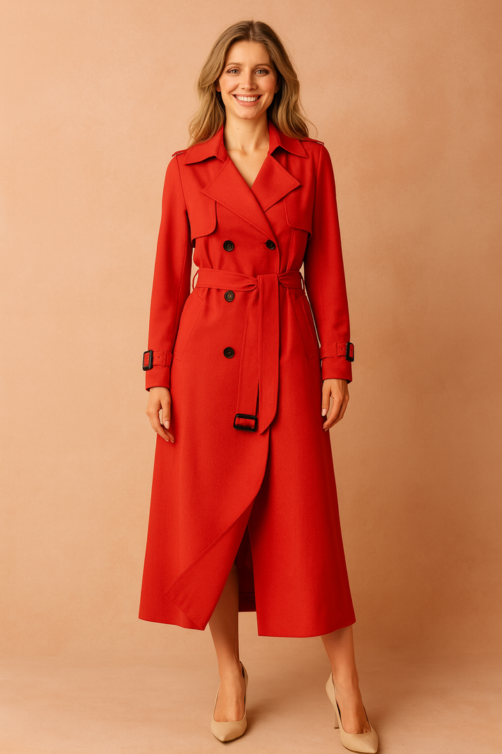 Emilia | Long Women's Trench coat with belt and buckles
