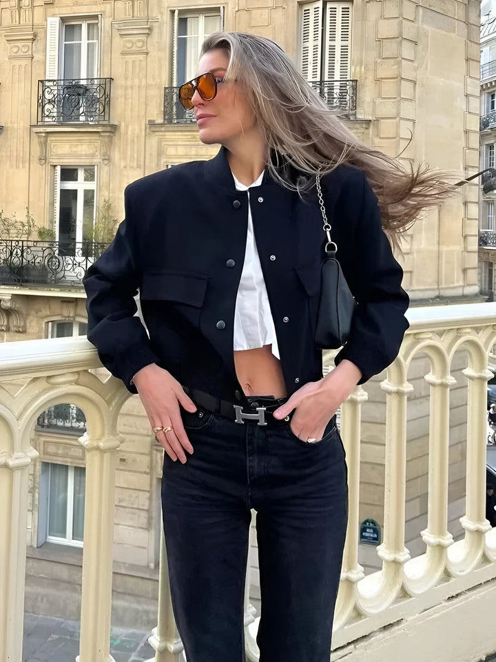 Donna | Women's Cropped Button-Down Bomber Jacket