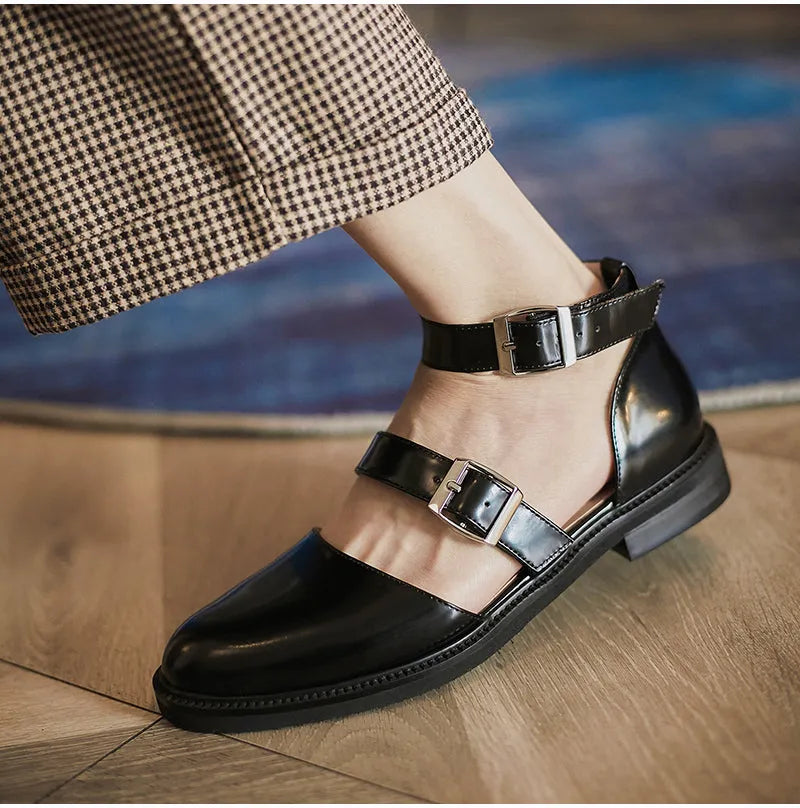 Amara | Women's Sandals – Color Block Buckle Sandals Flat Open Toe Shoes