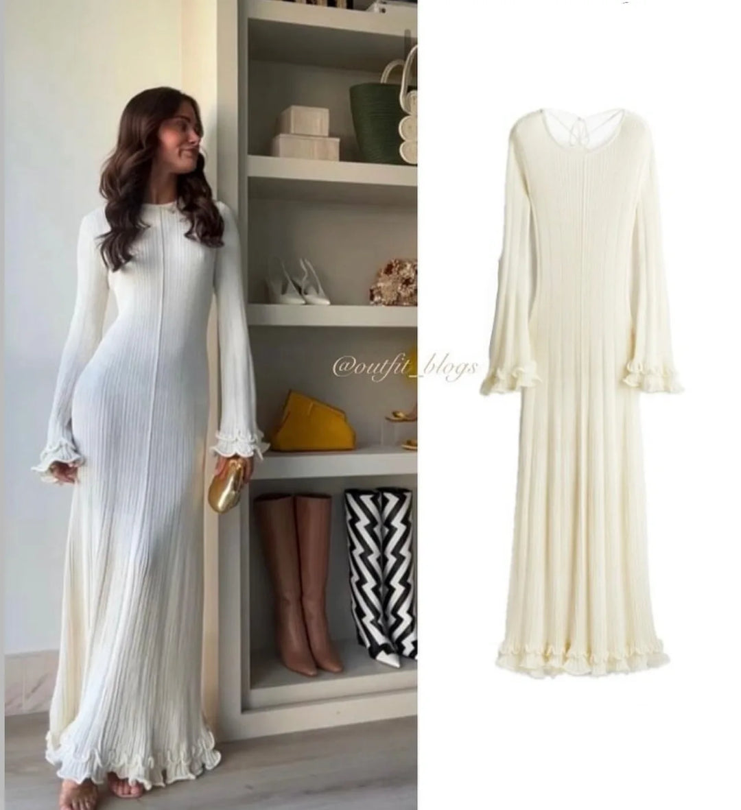 Long Sleeve Pleated Maxi Dress – Elegant Autumn Style