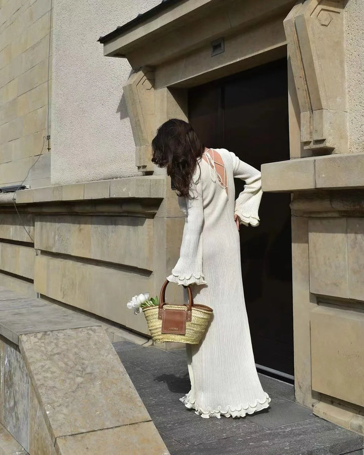Long Sleeve Pleated Maxi Dress – Elegant Autumn Style