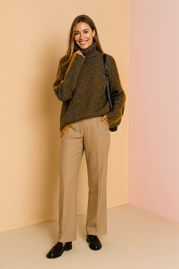Helga | Turtleneck sweater with contrasting stripe