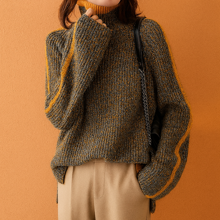 Helga | Turtleneck sweater with contrasting stripe