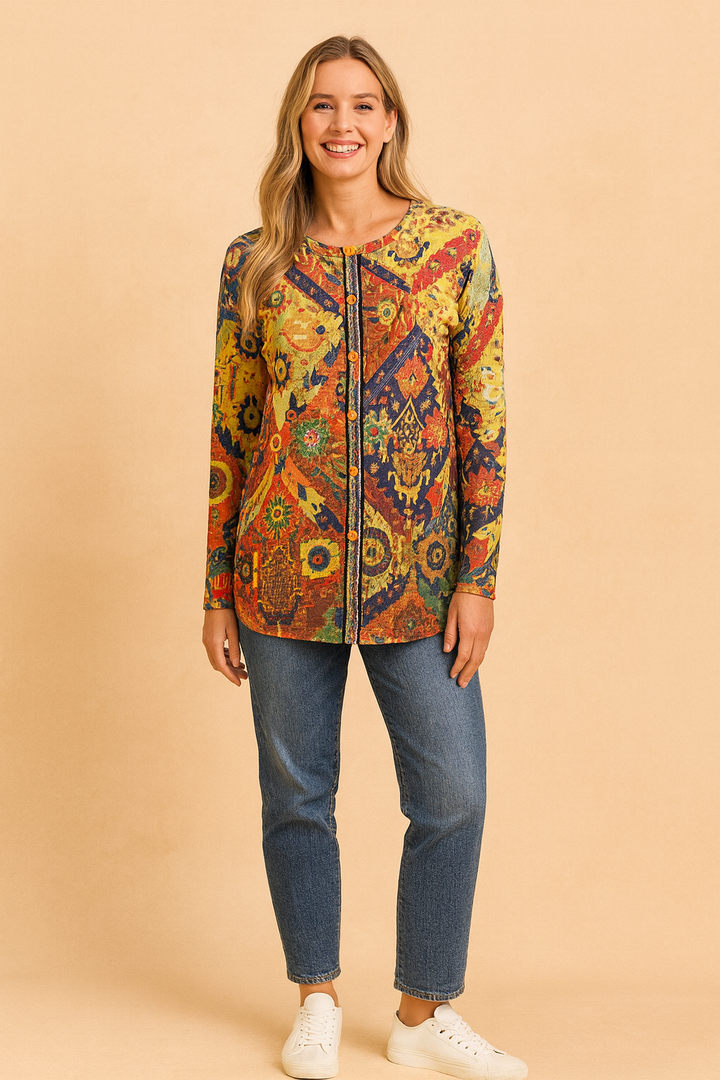 Kaja | Sweater with an artistic pattern