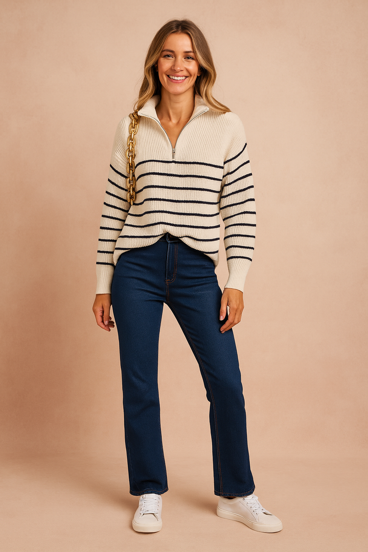 Laura | Striped sweater with a collar