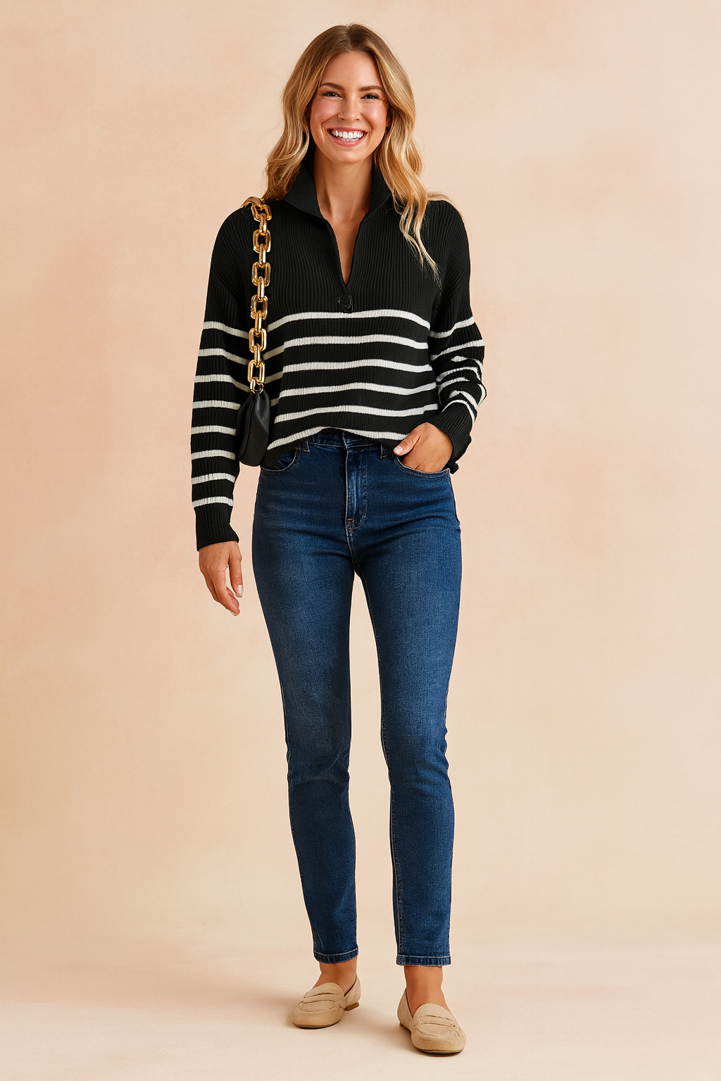 Laura | Striped sweater with a collar