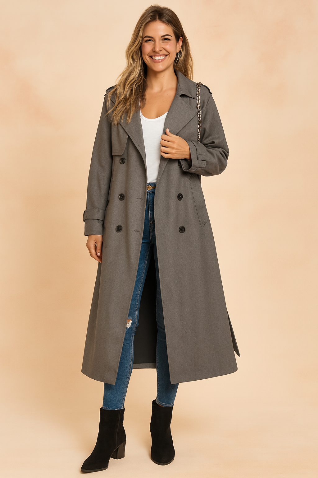 Lena | Long trench coat in urban style
