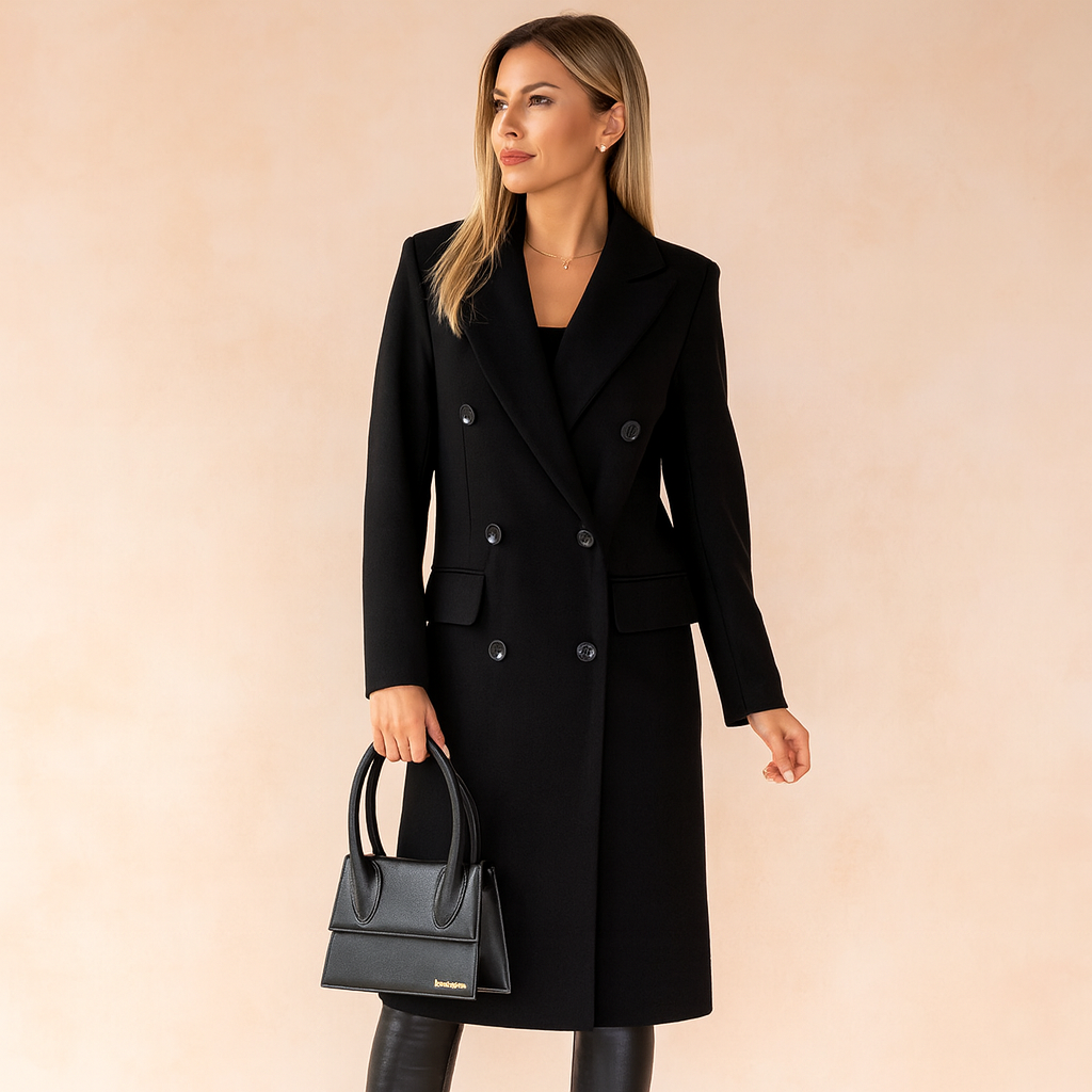 Madison | Tailored Double-Breasted Longline Women’s Blazer Coat