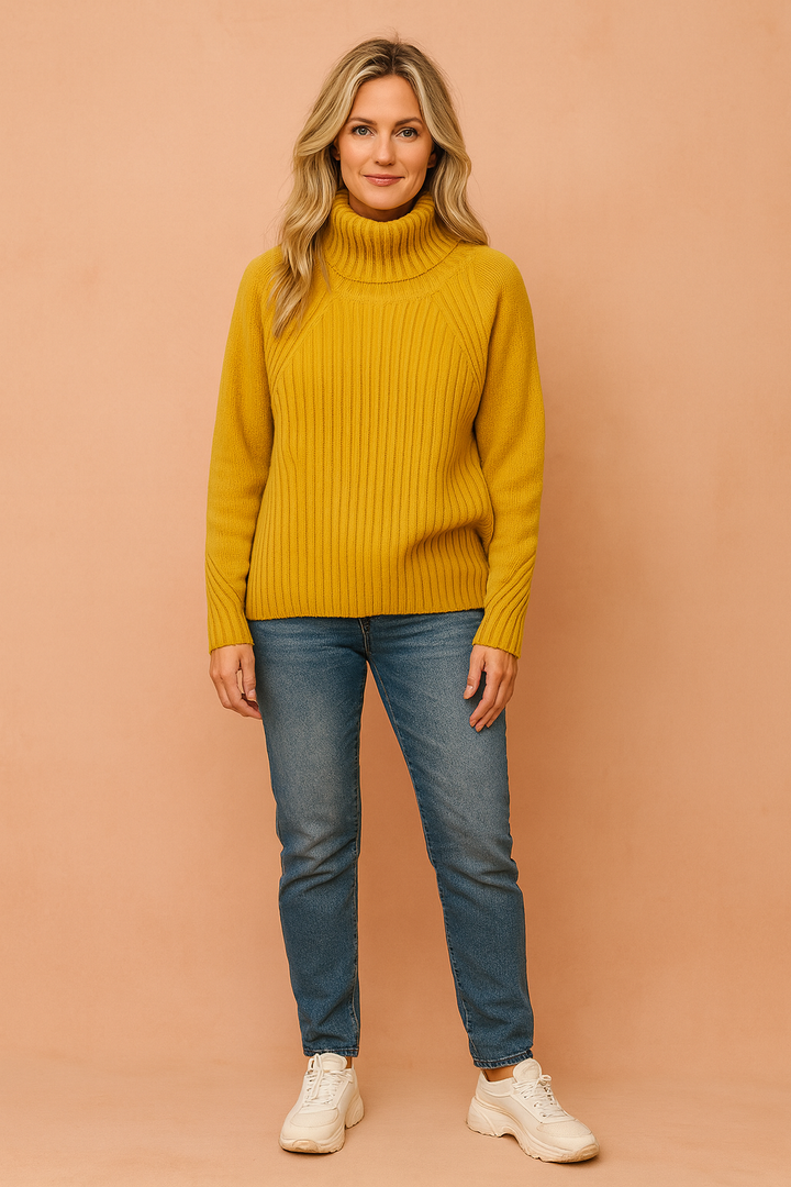 Lynette | Cozy Ribbed Knit Sweater with High Neck
