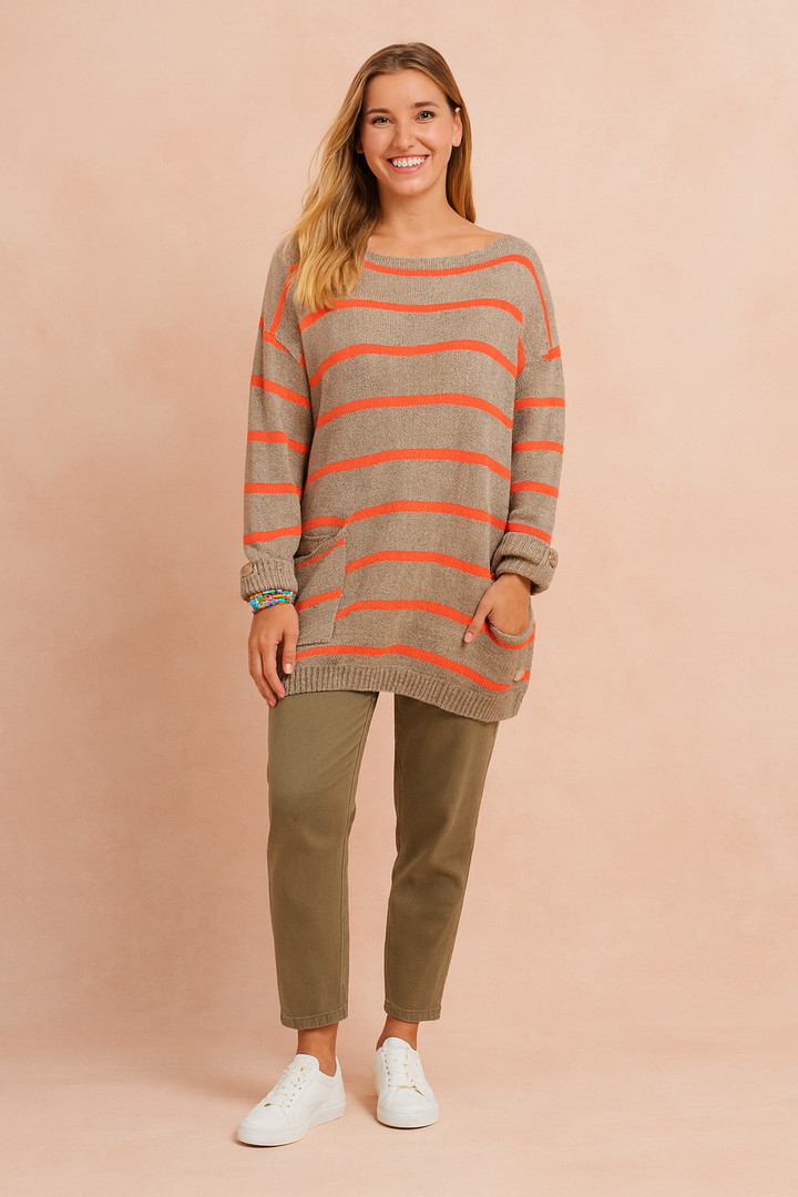 Magda | Oversized striped sweater with a boat neckline