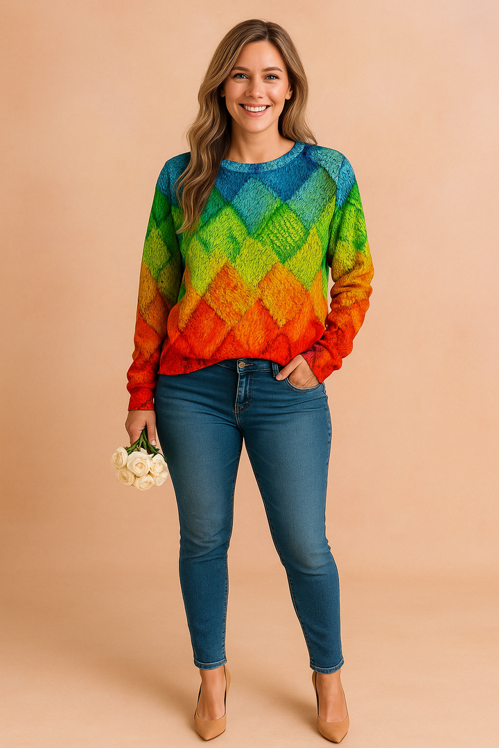 Monika | Sweater with a colorful woven pattern